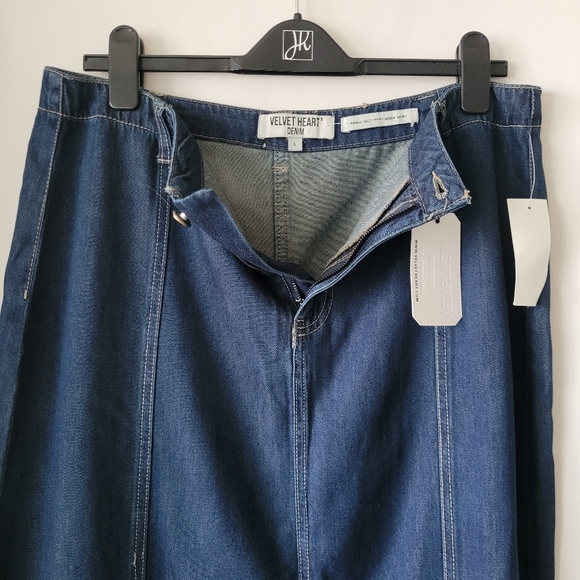 Velvet Heart Denim Blue Nikkie High Waist Slitted Long Midi Denim Skirt Large - Picture 11 of 16